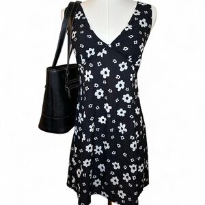 Chic Floral Black and White Mini Dress